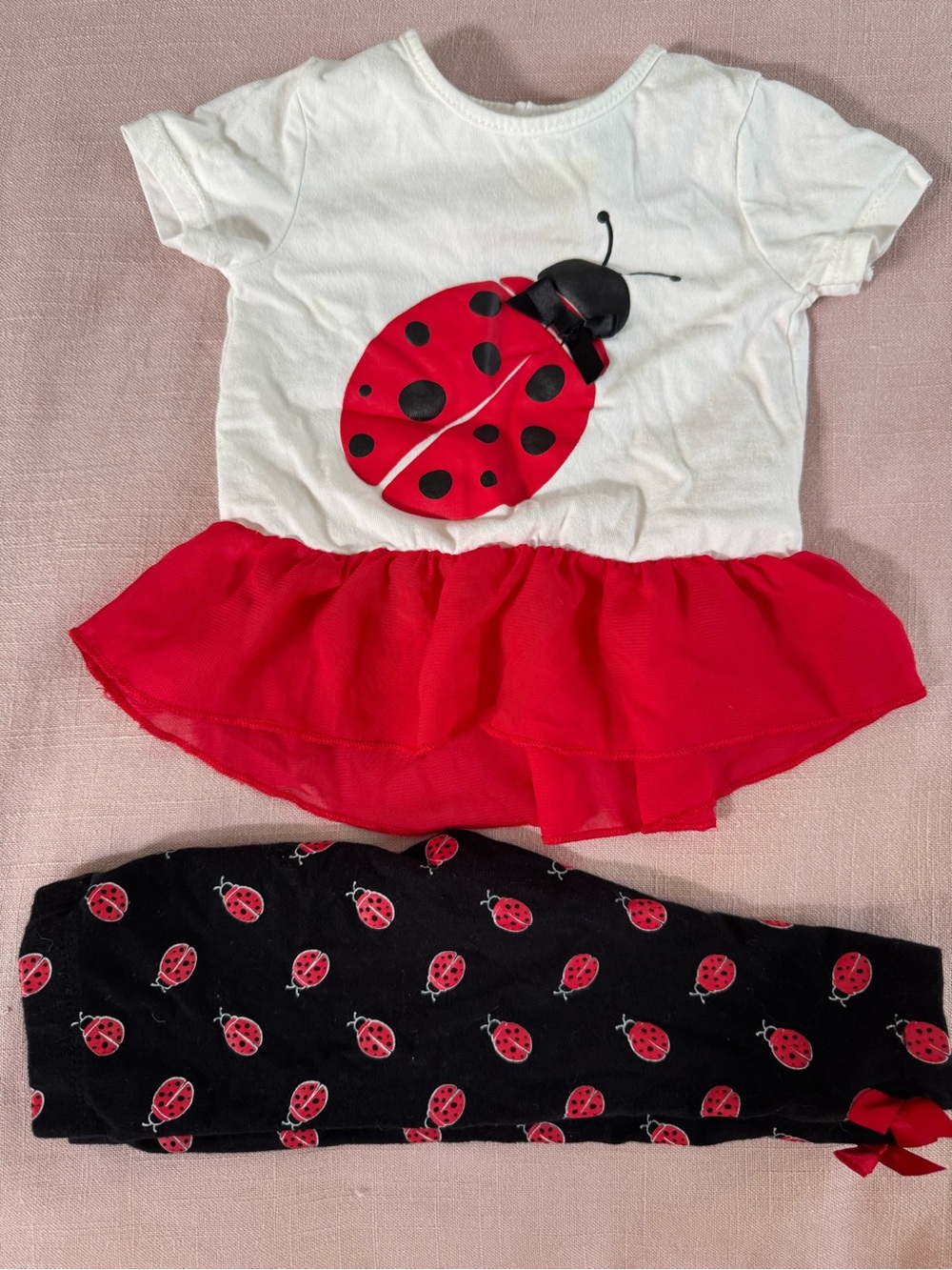 Starting Out baby girl ladybug set, top and leggings, size 12m